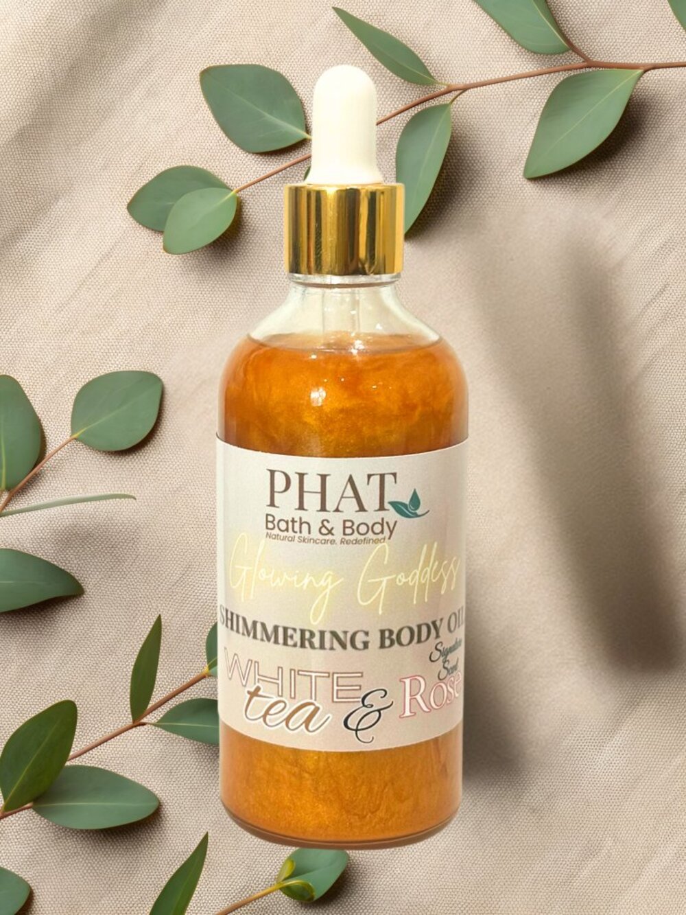 Phat Bath & Body White Tea & Rose Glowing Goddess Shimmer Body Oil